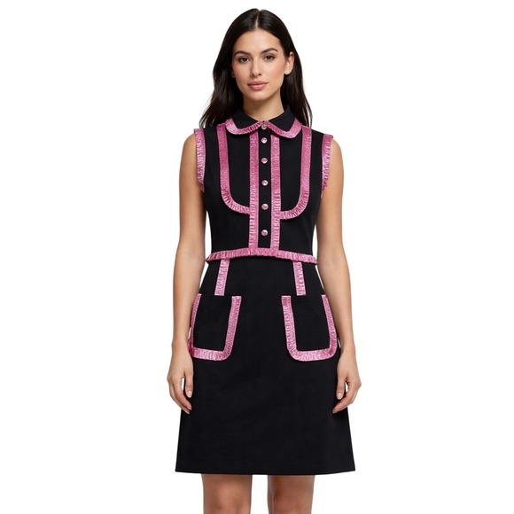Gucci Dresses & Skirts - Gucci Metallic Pink Trim Sleeveless Dress | Crystal Buttons | Size S | NWT